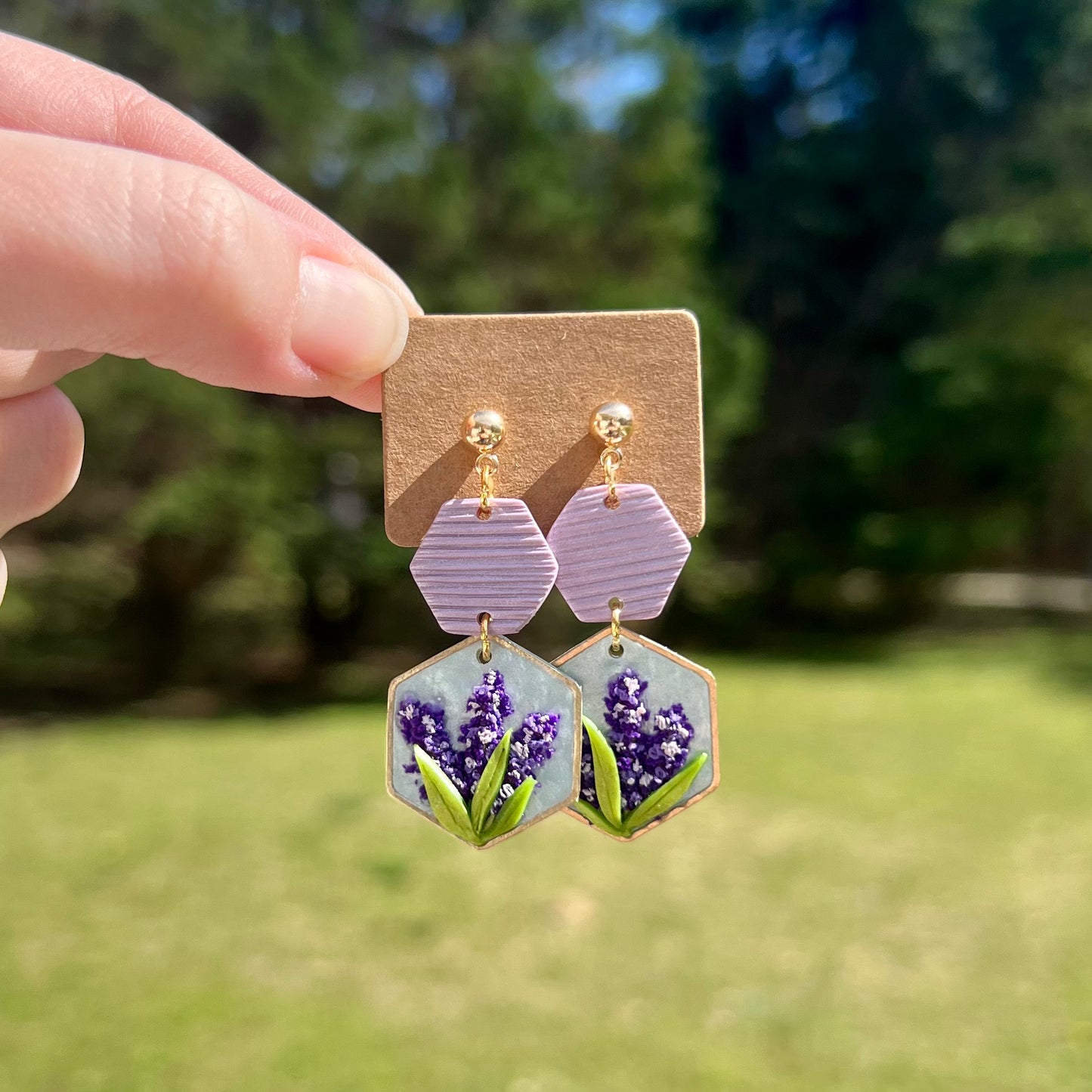 “Lavender Hex” Necklace & Earrings Set